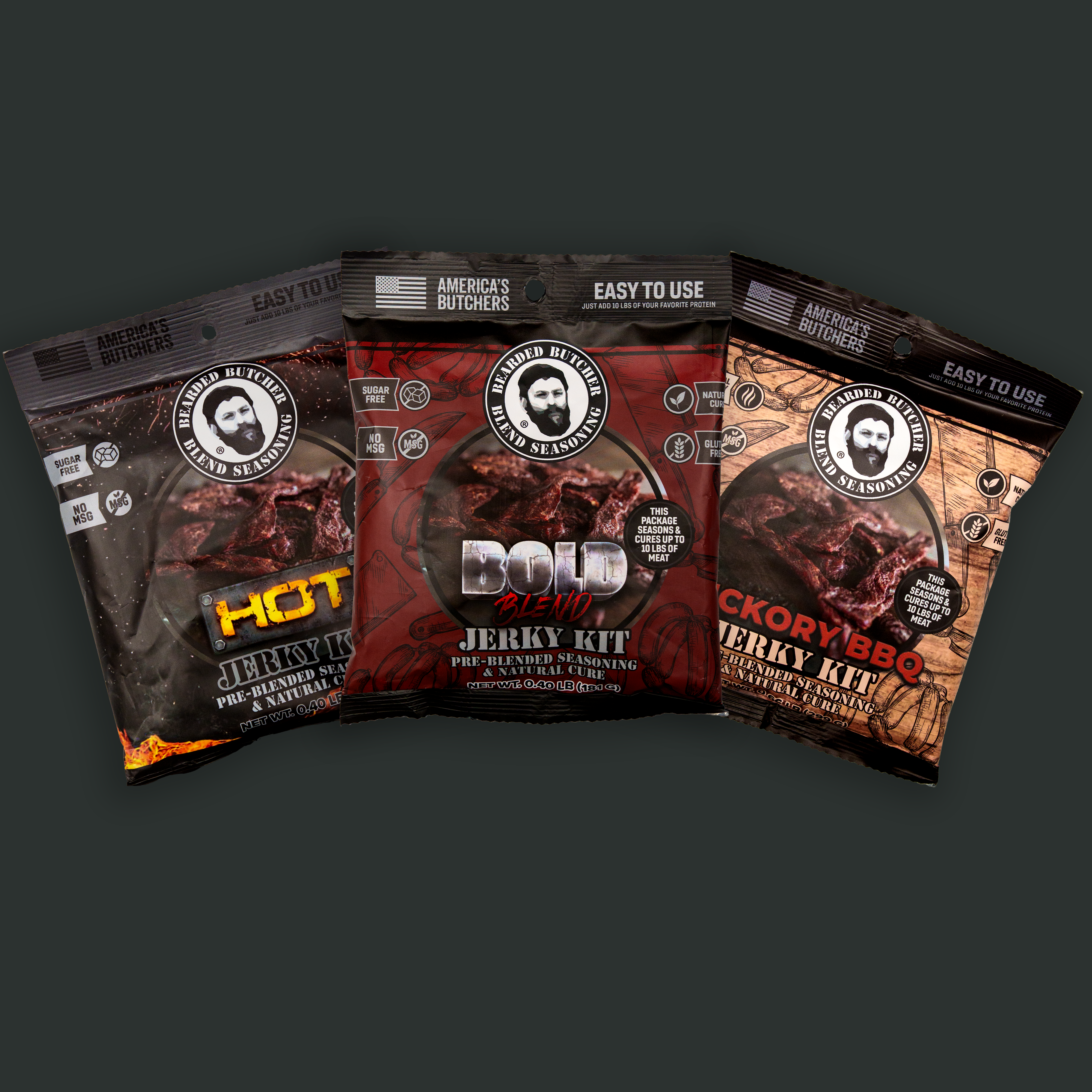 Variety 3 Pack of Jerky Seasoning & Natural Cure – The Bearded