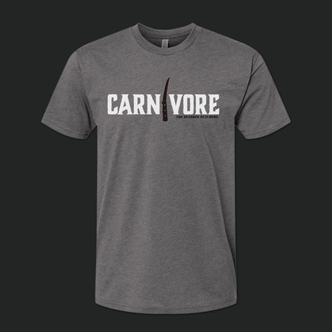 Front of grey Carnivore T Shirt