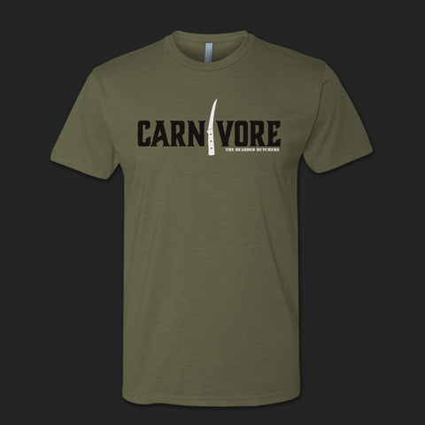 Front of green Carnivore T Shirt