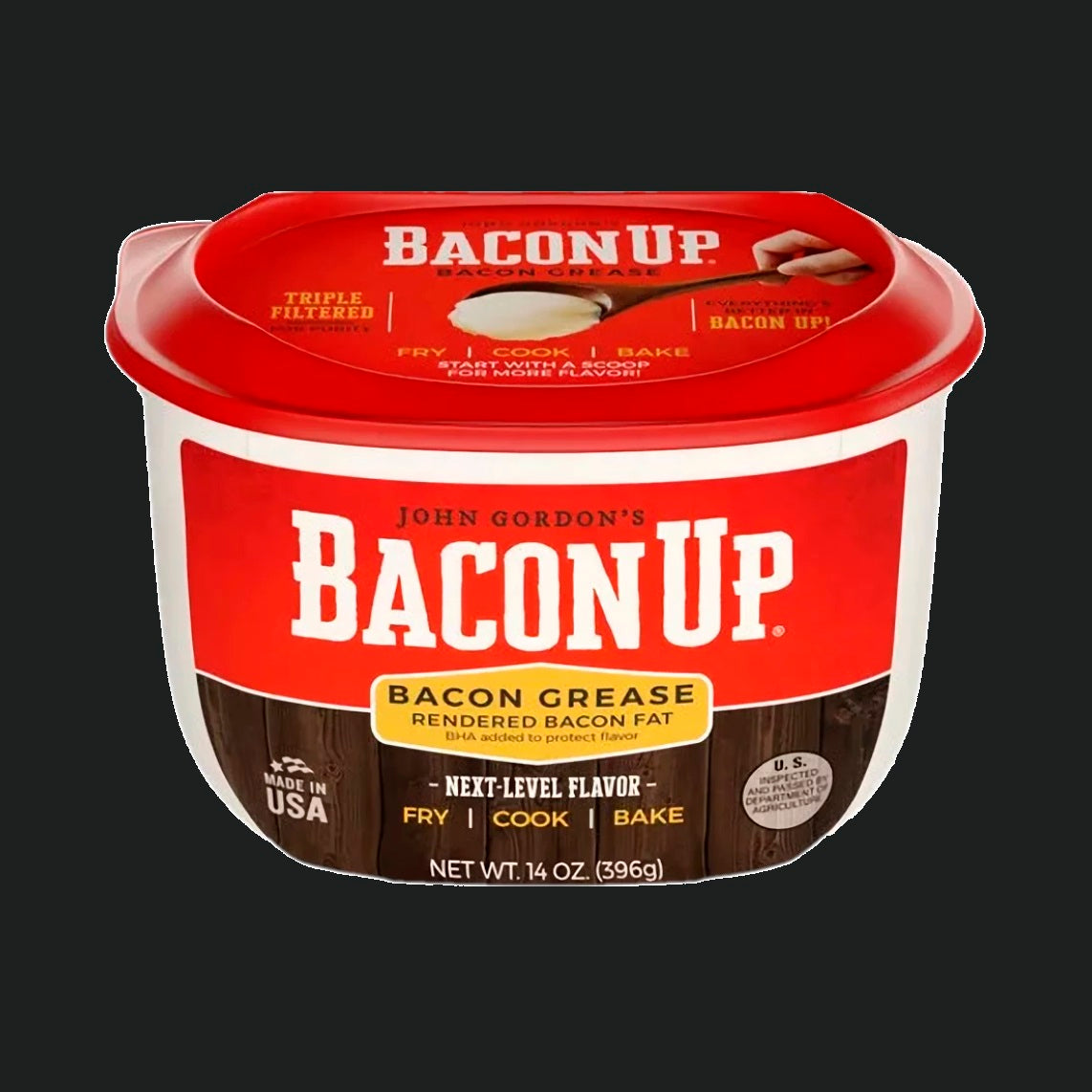 Bacon Up Bacon Grease Rendered Bacon Fat for Frying, Cooking, Baking, 14  ounces 14 Ounce (Pack of 1)