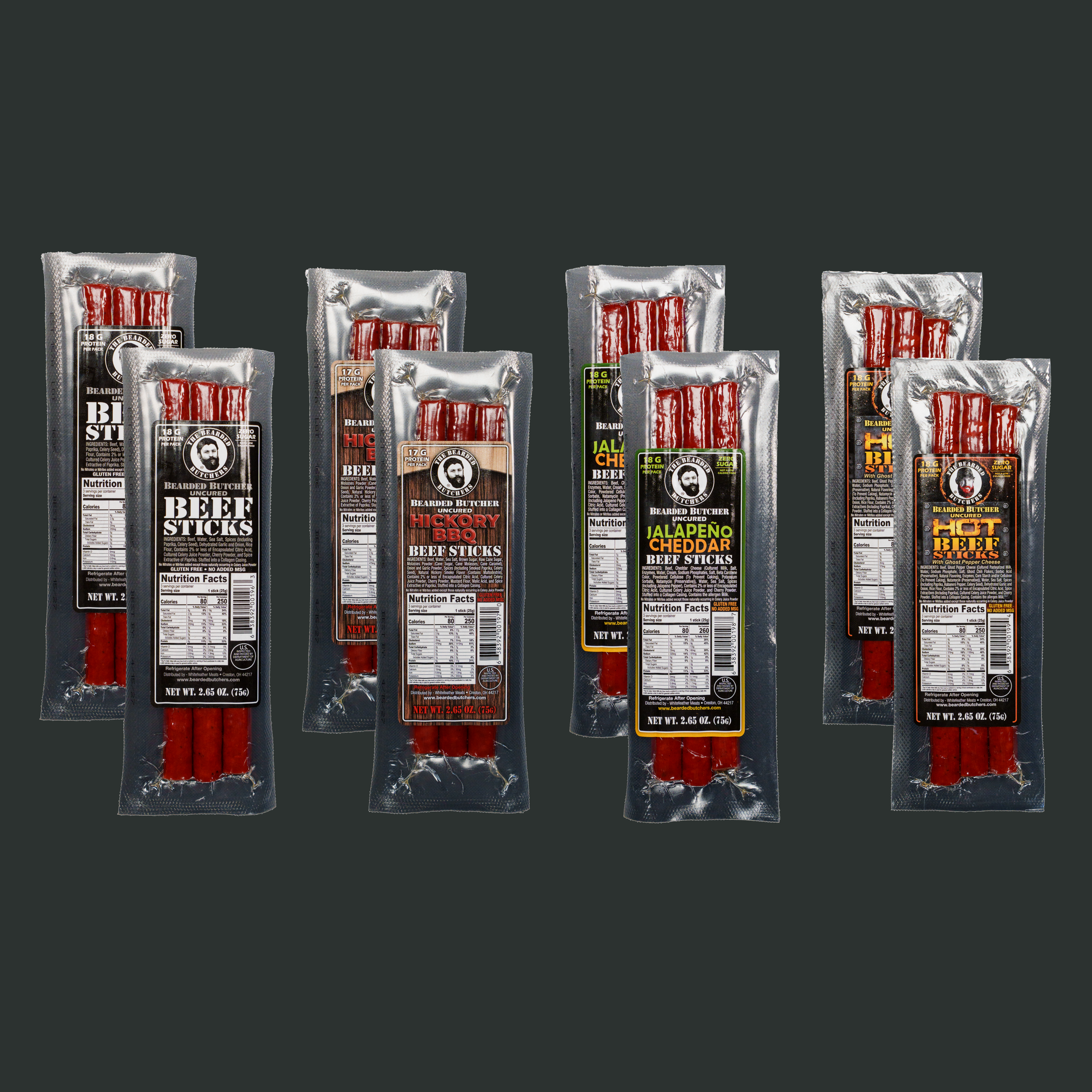 ケ*ウ様 Butcher ProductS Bearded Butcher 2.65oz Beef Stick 8 Count Variety Pack – The