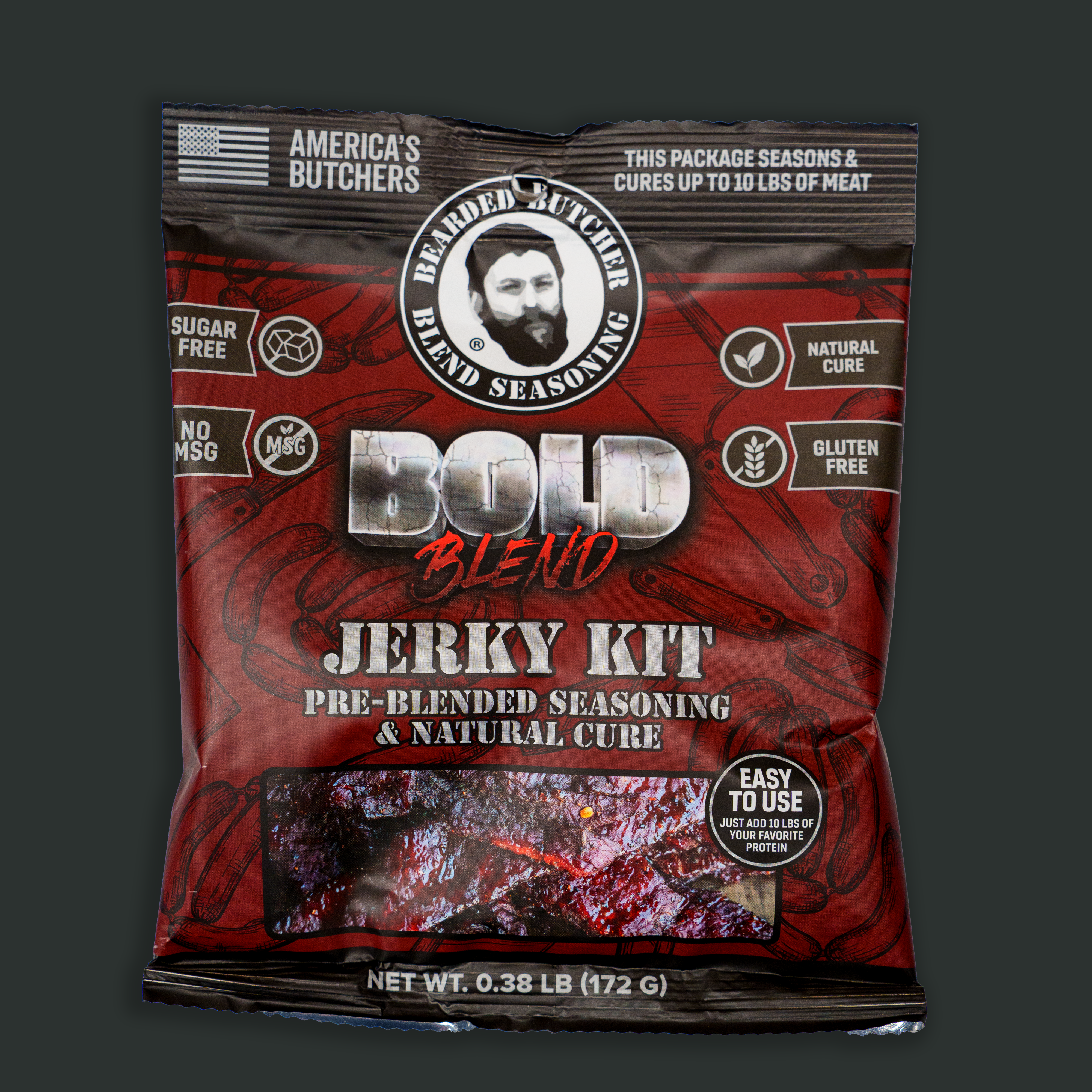Bearded Butcher Bold Blend Jerky Seasoning & Natural Cure Kit for