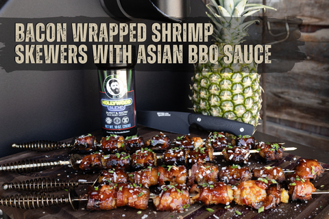 Bacon Wrapped Shrimp Skewers with Asian BBQ Sauce