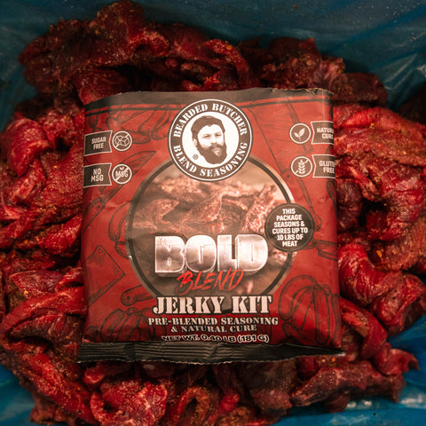 Bearded Butcher Bold Blend Jerky Seasoning & Natural Cure Kit for 10 lbs