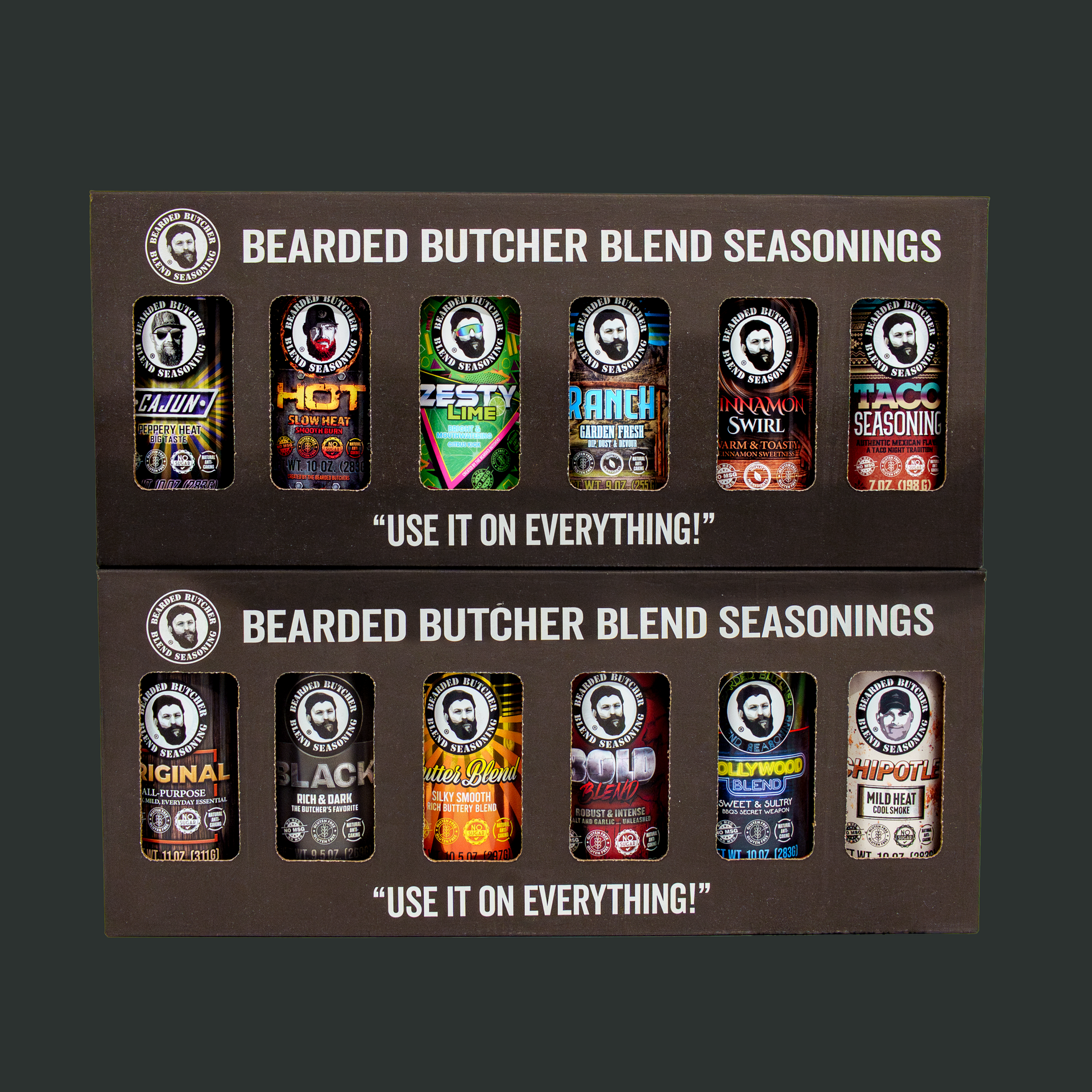 12 Pack of All Large Seasoning Shakers – The Bearded Butchers 12 Pack of All Large Seasoning Shakers – The Bearded Butchers