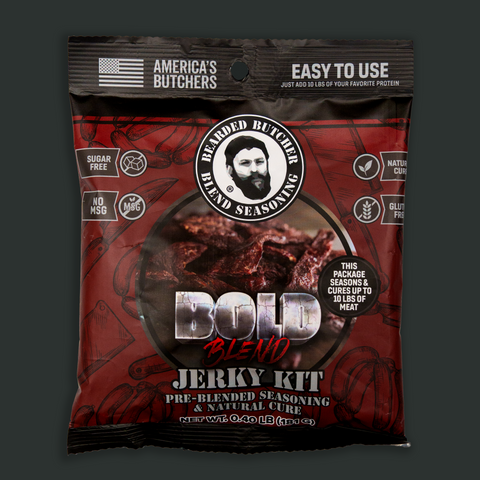 Bearded Butcher Bold Blend Jerky Seasoning & Natural Cure Kit for 10 lbs