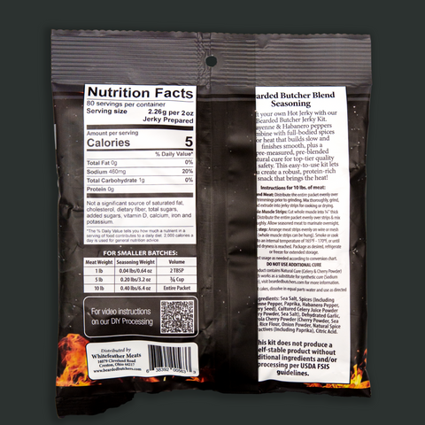 Bearded Butcher Hot Jerky Seasoning & Natural Cure Kit for 10 lbs