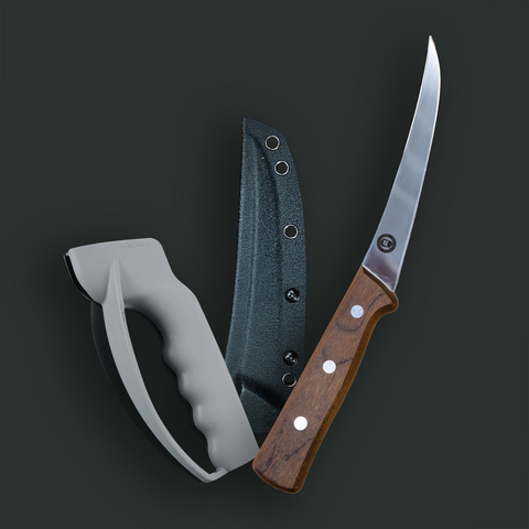 Boning Knife with Handheld Sharpener and Sheath Bundle