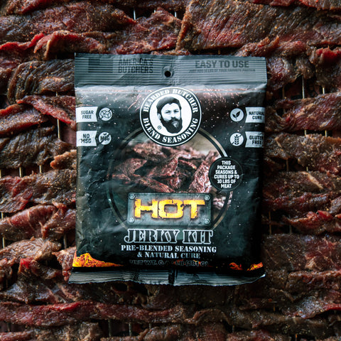Bearded Butcher Hot Jerky Seasoning & Natural Cure Kit for 10 lbs