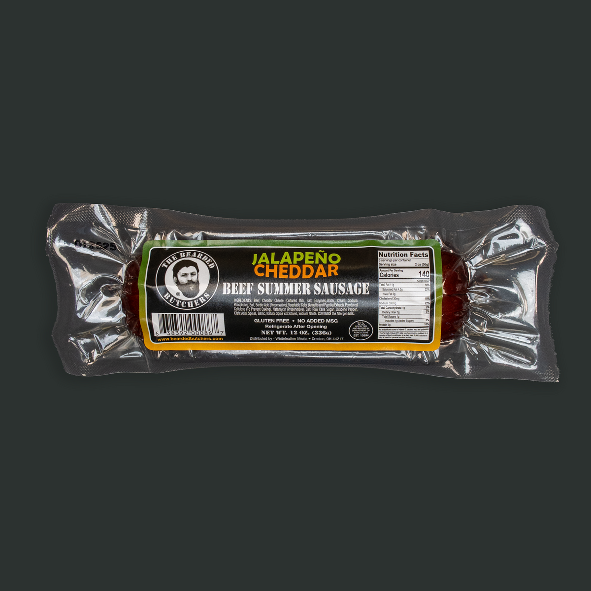 Bearded Butcher Jalapeno Cheddar Summer Sausage 12oz – The Bearded