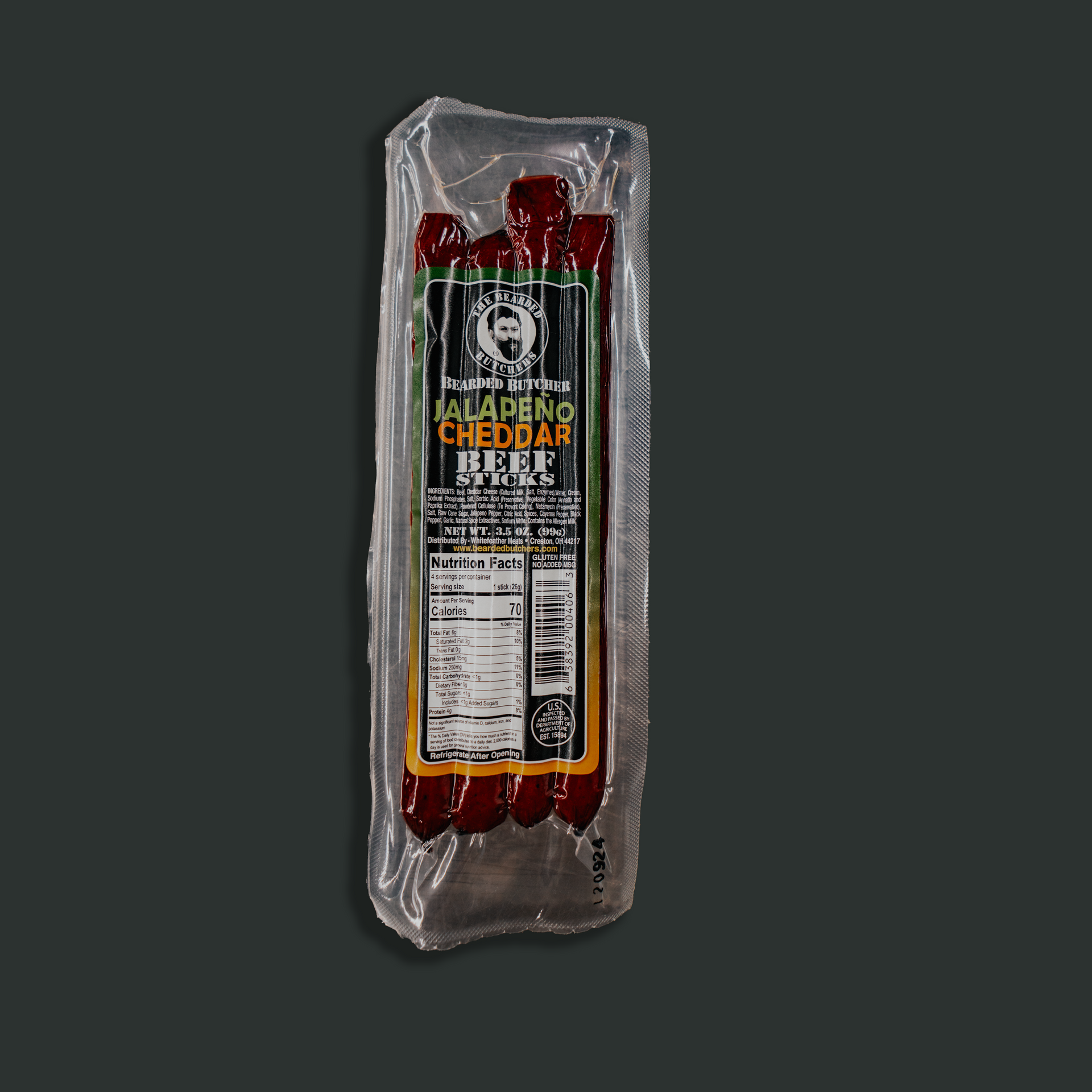 Bearded Butcher Jalapeno Cheddar Beef Sticks 3.5oz – The Bearded