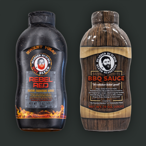 Bearded Butcher 2 PACK of Sauce BBQ and Rebel Red 17oz