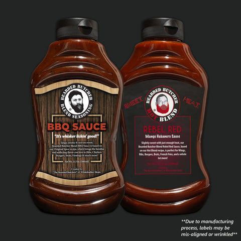 Bearded Butcher 2 PACK of Sauce BBQ and Rebel Red Sauce 21oz