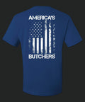 America's Butchers Flag Logo T-Shirts - Bearded Butcher Blend Seasoning - Blue - Back