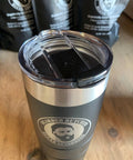 Bearded Butcher 22oz Vacuum Insulated Tumbler on Table with Coffee